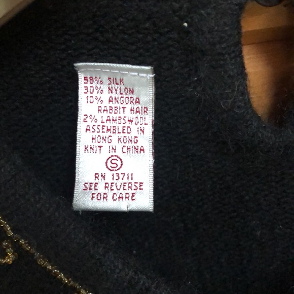 Vintage Karen Scott Holiday Sweater silk angora wool S embellished Christmas - Picture 3 of 8